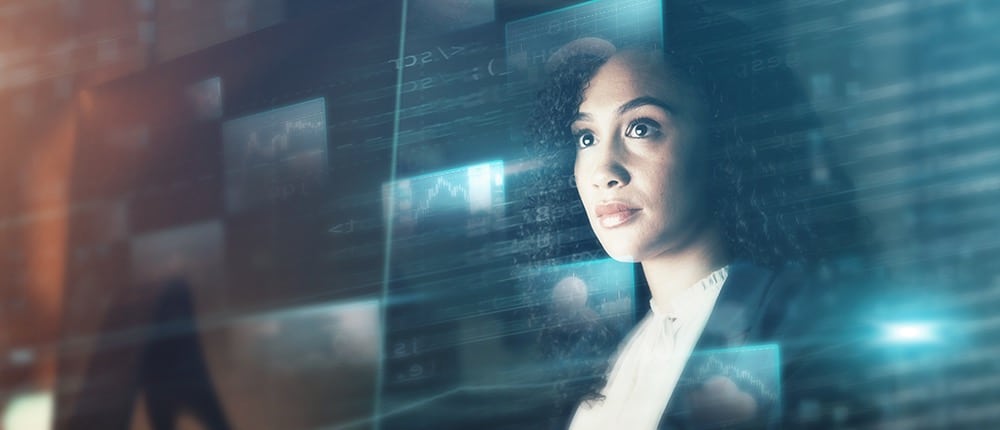 Data analysis trends visualised on screen