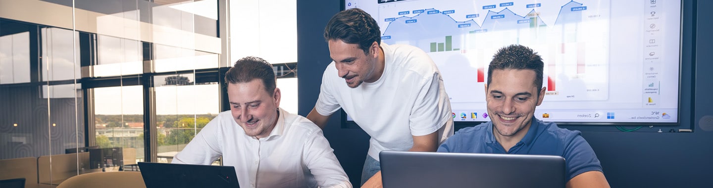 Consultants working through a client dashboard